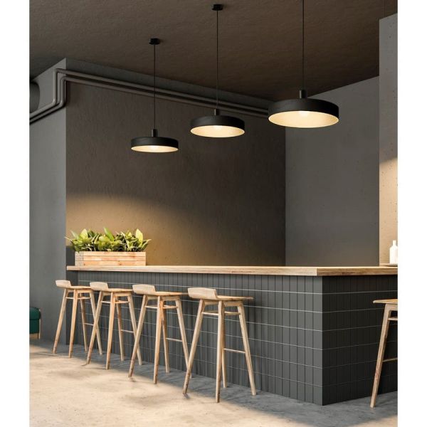 JARVIS Suspension Plafonnier Ø30cm E27 15W, Blanc/Noir avec Kit Plafond Blanc/Noir