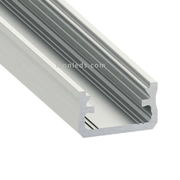 Perfil para Tira de  LED para Iluminación Decorativa en mobiliario y acabados interiores color bruto sujetar con tornillos cinta