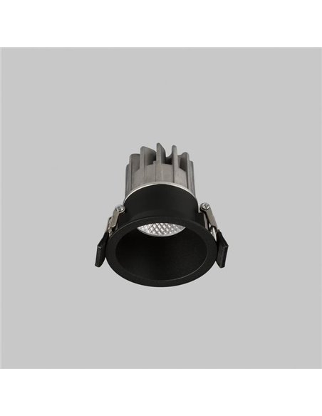 Downlight encastré LED COB noir Ø8cm KIDAL, 7W IP44 2700K/3000K/4000K respectivement 610lm/670lm/730lm
