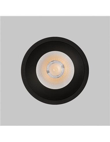 Downlight empotrable LED COB negro KIDAL, Ø10cm 13W IP44 2700K/3000K/4000K 1160lm/1260lm/1370lm respectivamente