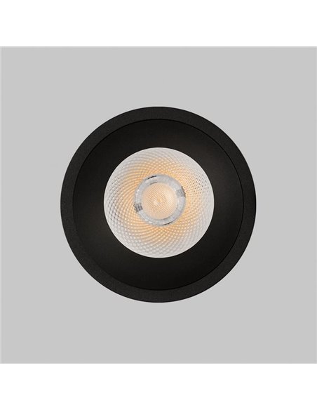Downlight encastrable LED COB noir KIDAL, Ø10cm 13W IP44 2700K/3000K/4000K respectivement 1160lm/1260lm/1370lm