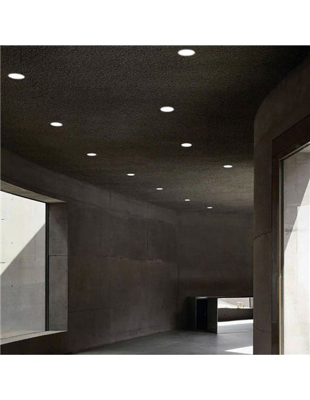 Downlight encastré LED COB noir KIDAL Ø13cm 20W IP44 2700K/3000K/4000K avec puissance lumineuse 1680lm/1830lm/1988lm