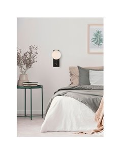 Aplique interior LED con foco lector orientable KIN Negro/Níquel con tulipa redonda Opal, LED 8W 2700K 370lm + 3W 2700K 285lm Co 2