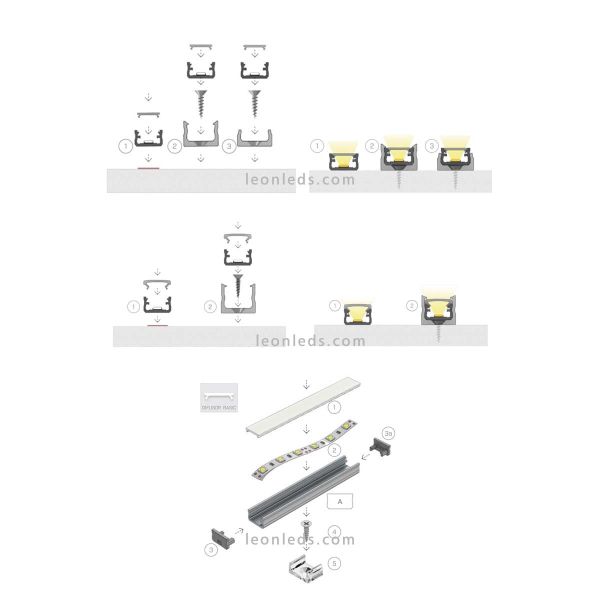 Grapa transparente para perfil tipo A | LeonLeds