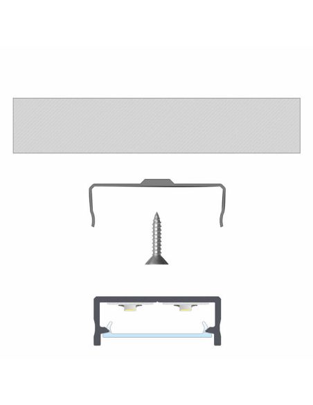 Clip metálico para fixação Dual Type Profile acabamento cinza