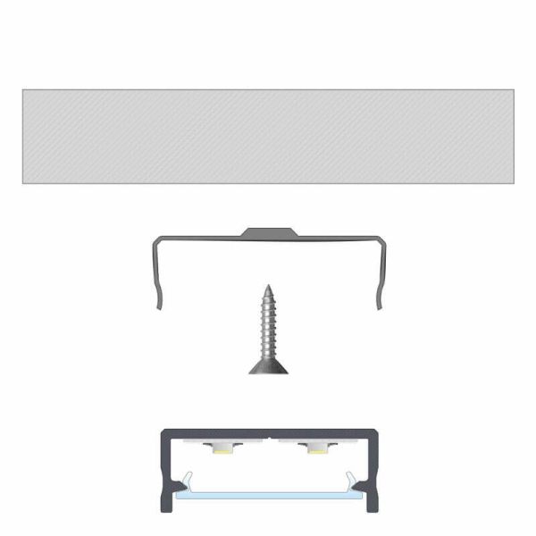 Grapa Metálica para sujeción de Perfil Tipo Dual acabado gris