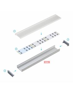 Tapa final gris para perfil Dual 2 en 1 permite pasar cable 2