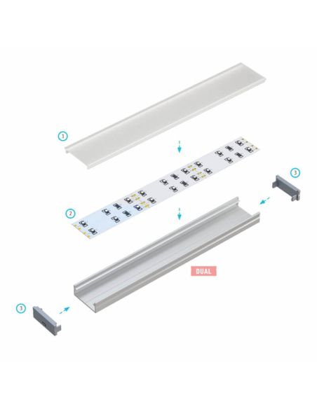 Tapa final gris para perfil Dual 2 en 1 permite pasar cable