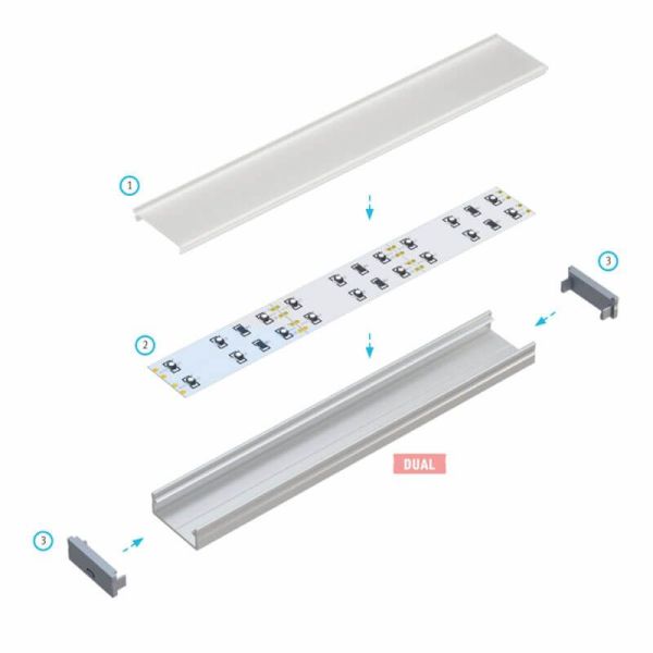 Tapa final gris para perfil Dual 2 en 1 permite pasar cable