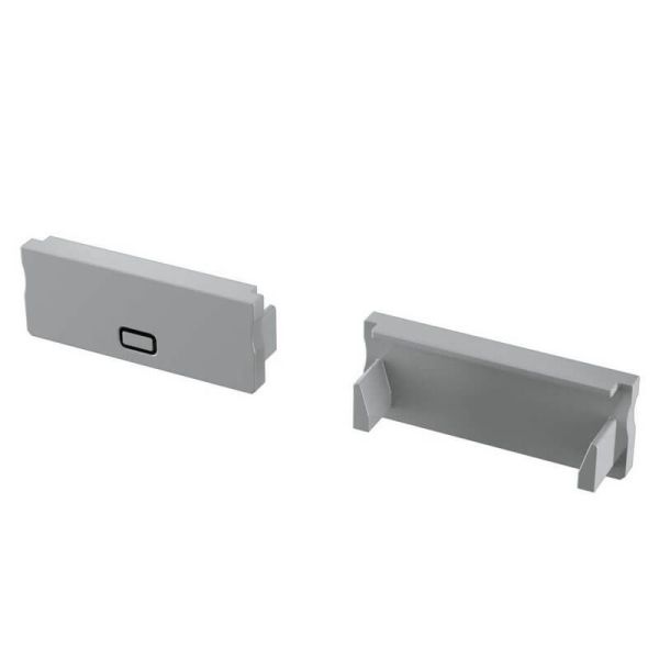 Tapa final gris para perfil Dual 2 en 1 permite pasar cable