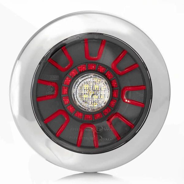 Piloto LED Trasero empotrable Cromado 3 Funciones FT-314 LED Chrome Posición, Niebla y Marcha Atrás  R1 F1 2A