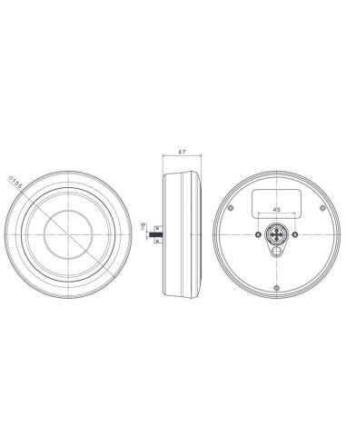 Dimensions Feu arrière LED encastrable chromé 3 fonctions FT-314 LED Chrome Position, antibrouillard et marche arrière R1 F1 2A
