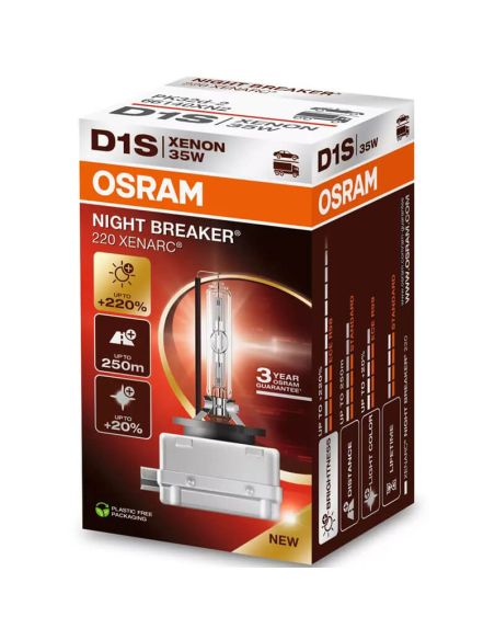Lâmpada Xenon D1S Night Breaker 220 Xenarc Pacote 1 Unidades. +220% 66140XN2Osram