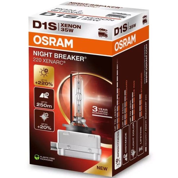 Lâmpada Xenon D1S Night Breaker 220 Xenarc Pacote 1 Unidades. +220% 66140XN2Osram