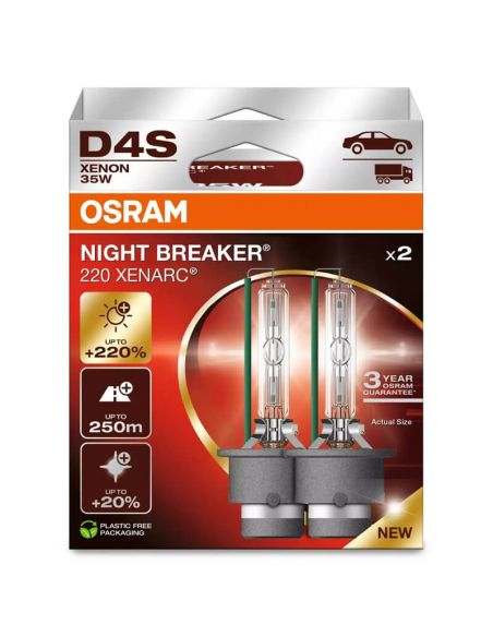 Bombilla Xenón D4S Night Breaker 220 Xenarc Pack 2 Unds. +220% 66440XN2-2HB Osram