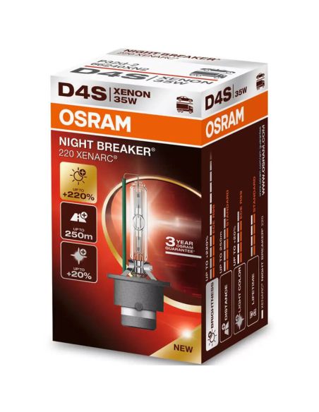 Bombilla Xenón D4S potente Night Breaker 220 Xenarc Pack 1 Und. +220% 66440XN2 Osram
