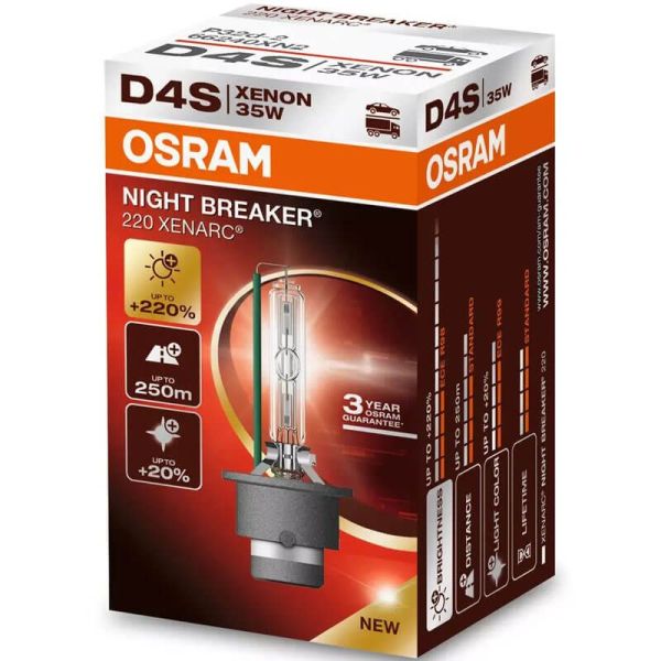 Poderosa lâmpada Xenon D4S Night Breaker 220 Xenarc Pack 1 unidade. +220% 66440XN2Osram