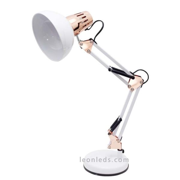 Lampe d'étude Blanc et Cuivre série Antigona de Fabrilam | Éclairage LeonLeds