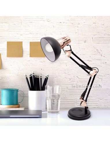 Flexo de estudio Negro y Cobre para Bombillas de LED | LeonLeds Iluminación