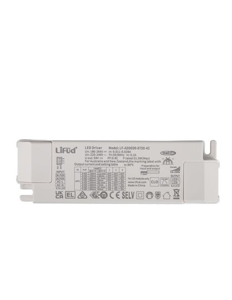 Driver SUNSET 20W branco Sem regulagem de liga/desliga ou dimerizável Triac/Dali