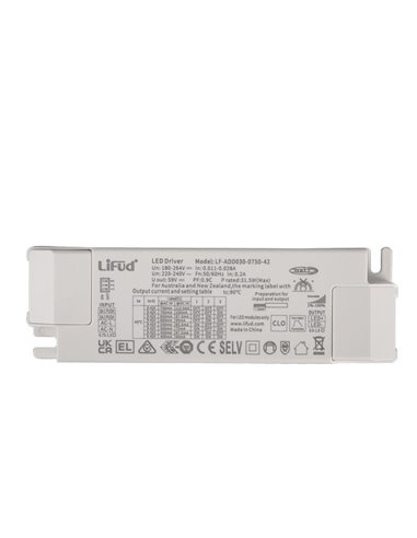 Driver SUNSET 30W On/Off blanco No Regulable On/Off o Dimmable Triac/Dali