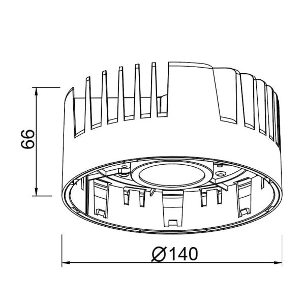 Downlight Empotrable LED SUNSET Ø14cm 30/40W Dissipateur Thermique Blanc, 2700K ( 2330/3045 Lm) / 3000K (2495/3215 Lm) / 4000K (