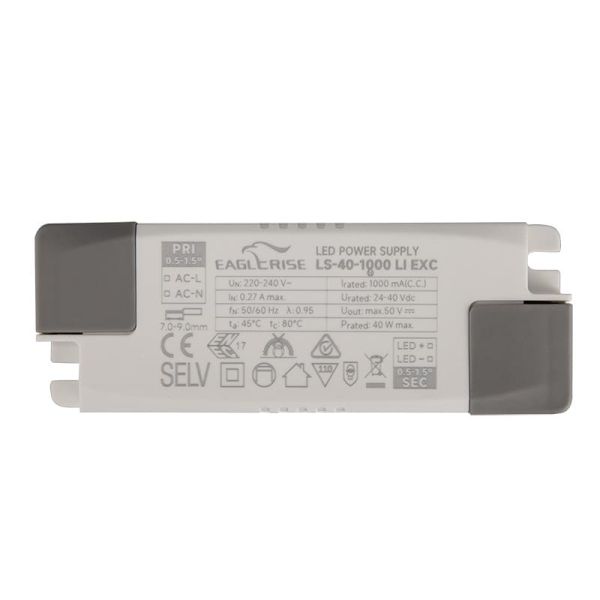 Driver SUNSET 40W On/Off branco Não regulável On/Off ou Regulável Triac/Dali