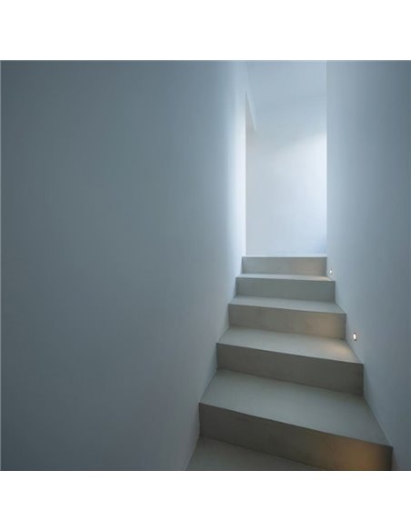 LED de embutir no piso STEP BLUE sinalização preto/aço/branco IP67 com luz azul