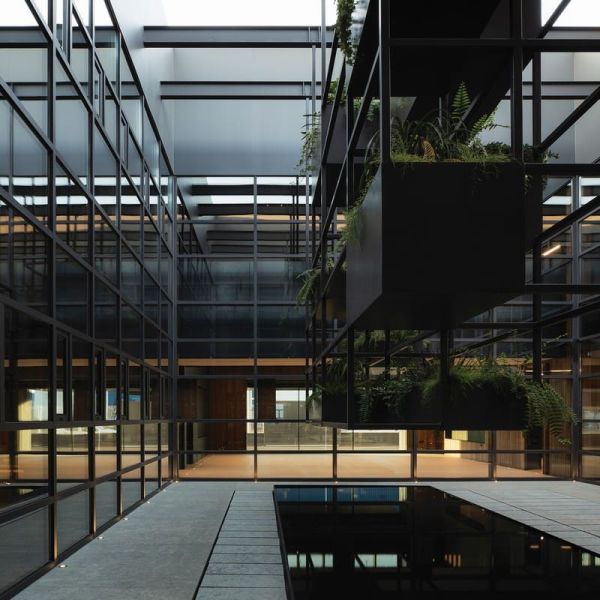 LED anti-reflexo embutido no piso DARK HONEYCOMB SPOT preto/aço 2700K / 3000K / 4000K