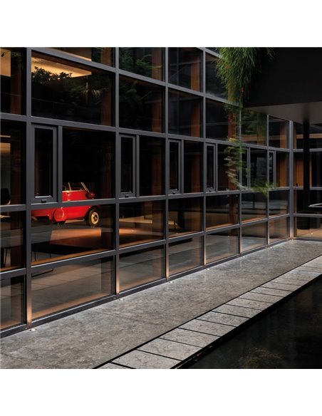 DARK HONEYCOMB FLOOD 30º anti-reflexo LED embutido no piso preto/aço 2700K / 3000K / 4000K