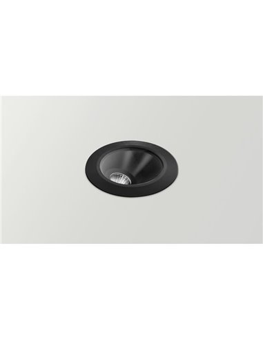 Foco Empotrable asimétrico LED de suelo DARK M ASYMM de 38º de haz de luz negro/acero de  2700K / 3000K / 4000K