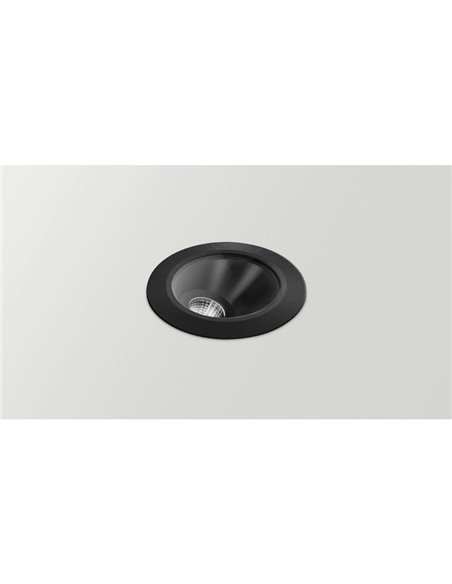 Foco Empotrable asimétrico LED de suelo DARK M ASYMM de 38º de haz de luz negro/acero de  2700K / 3000K / 4000K