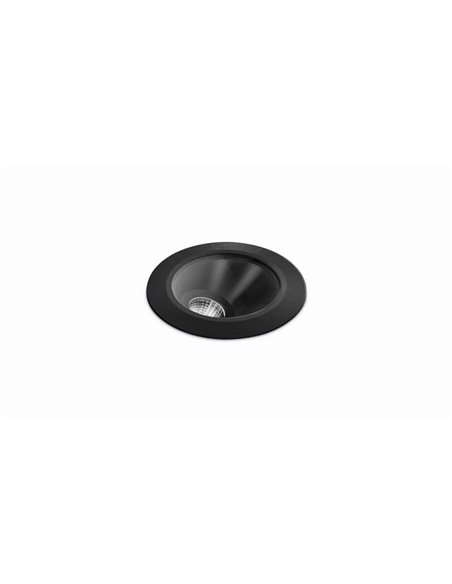 Foco Empotrable asimétrico LED de suelo DARK M ASYMM de 38º de haz de luz negro/acero de  2700K / 3000K / 4000K