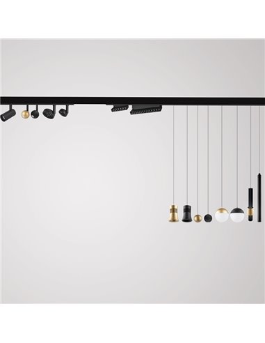 Foco LED colgante carril magnético 12W MAGNETO negro/oro 3000K (950 Lm) con y sin TRIAC