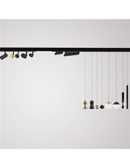 Foco LED colgante carril magnético 12W MAGNETO negro/oro 3000K (950 Lm) con y sin TRIAC