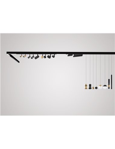 Foco colgante LED carril magnético MAGNETO 7W 4000K (585 Lm) negro y negro/oro 