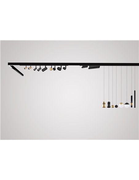 Spot suspendu LED sur rail magnétique MAGNETO 7W 4000K (585 Lm) noir et noir/or