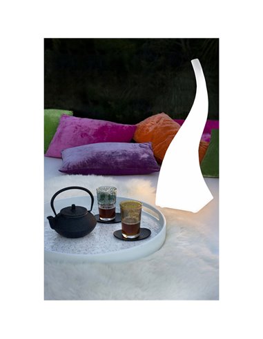 Candeeiro de mesa LED FLAME branco, para uso interior ou exterior IP65