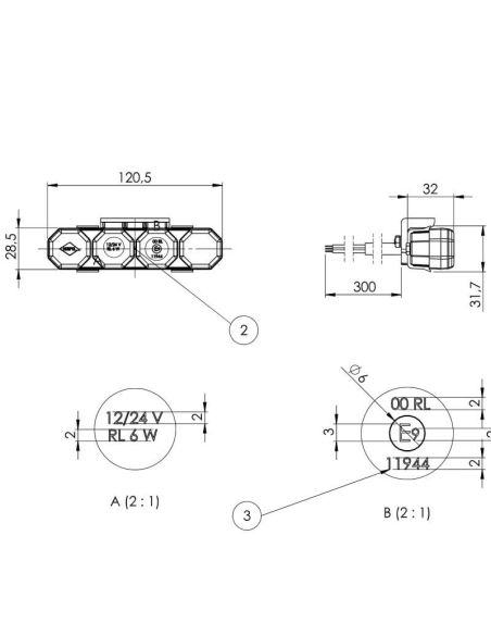 Pacote de luzes diurnas LED homologadas 2 unidades 3 tipos de fixação 12V - 24V Horpol | LeonLeds