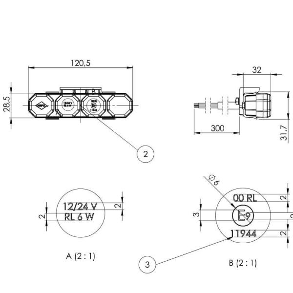 Pacote de luzes diurnas LED homologadas 2 unidades 3 tipos de fixação 12V - 24V Horpol | LeonLeds