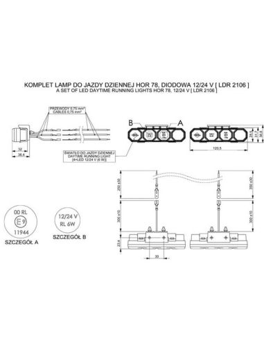 Pacote de luzes diurnas LED homologadas 2 unidades 3 tipos de fixação 12V - 24V Horpol | LeonLeds