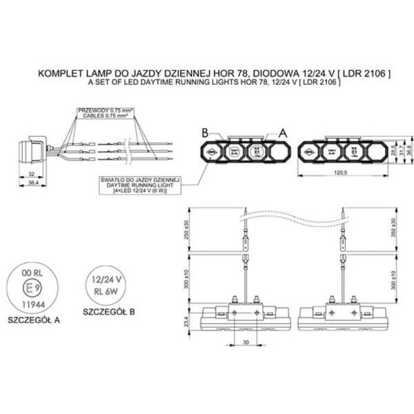 Luz Diurna LED Homologada Pack 2 Unidades 3 Tipos de Sujección 12V - 24V Horpol | LeonLeds