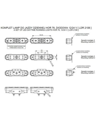 Luz Diurna LED Homologada Pack 2 Unidades 3 Tipos de Sujección 12V - 24V Horpol | LeonLeds