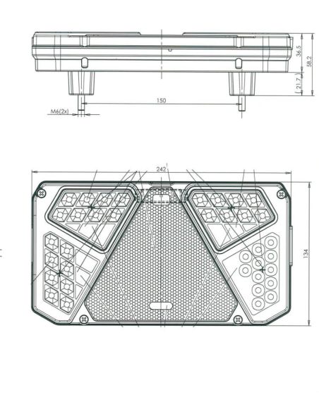 Feu arrière à LED avec triangle 3 fonctions + éclairage latéral de plaque d'immatriculation | LeonLeds