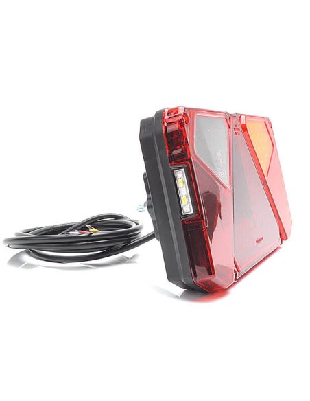 Lanterna traseira de LED com triângulo, 3 funções + luz lateral para placa | LeonLeds