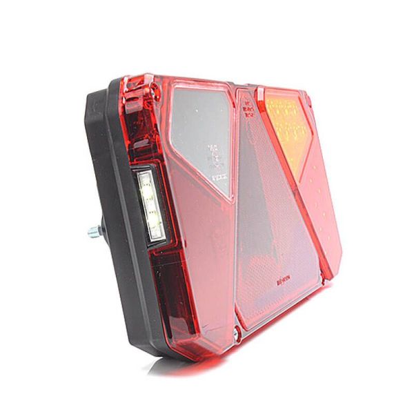 Lanterna traseira de LED com triângulo, 3 funções + luz lateral para placa | LeonLeds