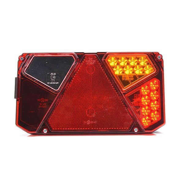 Feu arrière à LED triangulaire, 3 fonctions + éclairage latéral de plaque d'immatriculation | LeonLeds