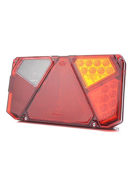 Feu arrière à LED triangulaire, 3 fonctions + éclairage latéral de plaque d'immatriculation | LeonLeds