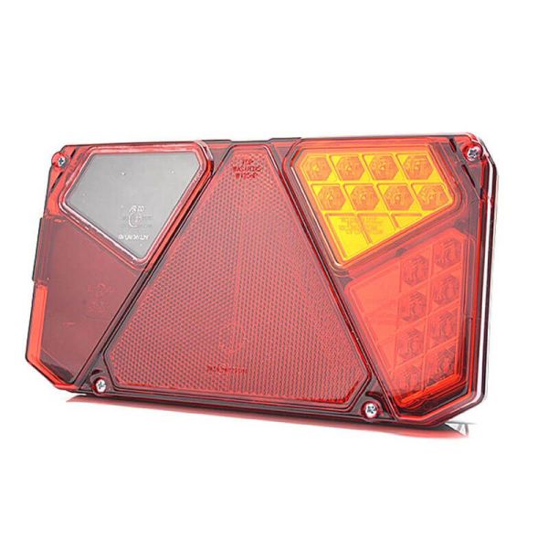 Feu arrière à LED triangulaire, 3 fonctions + éclairage latéral de plaque d'immatriculation | LeonLeds