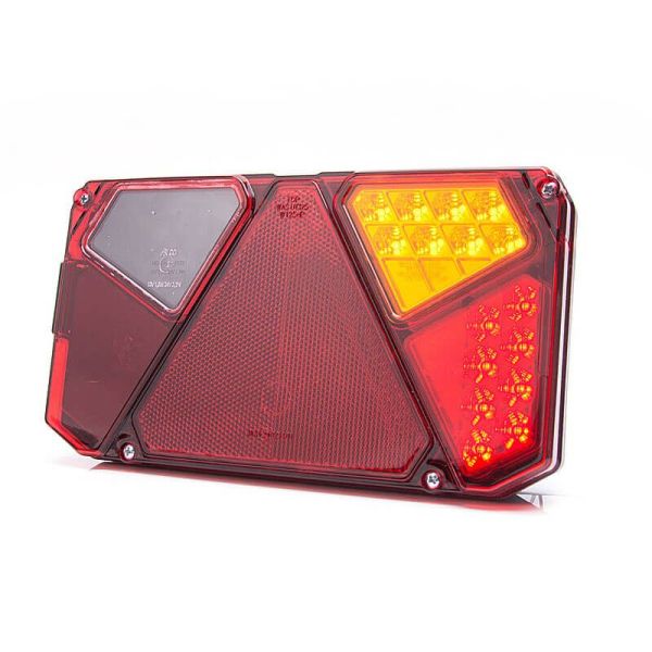 Lanterna traseira de LED com triângulo, 3 funções + luz lateral para placa | LeonLeds